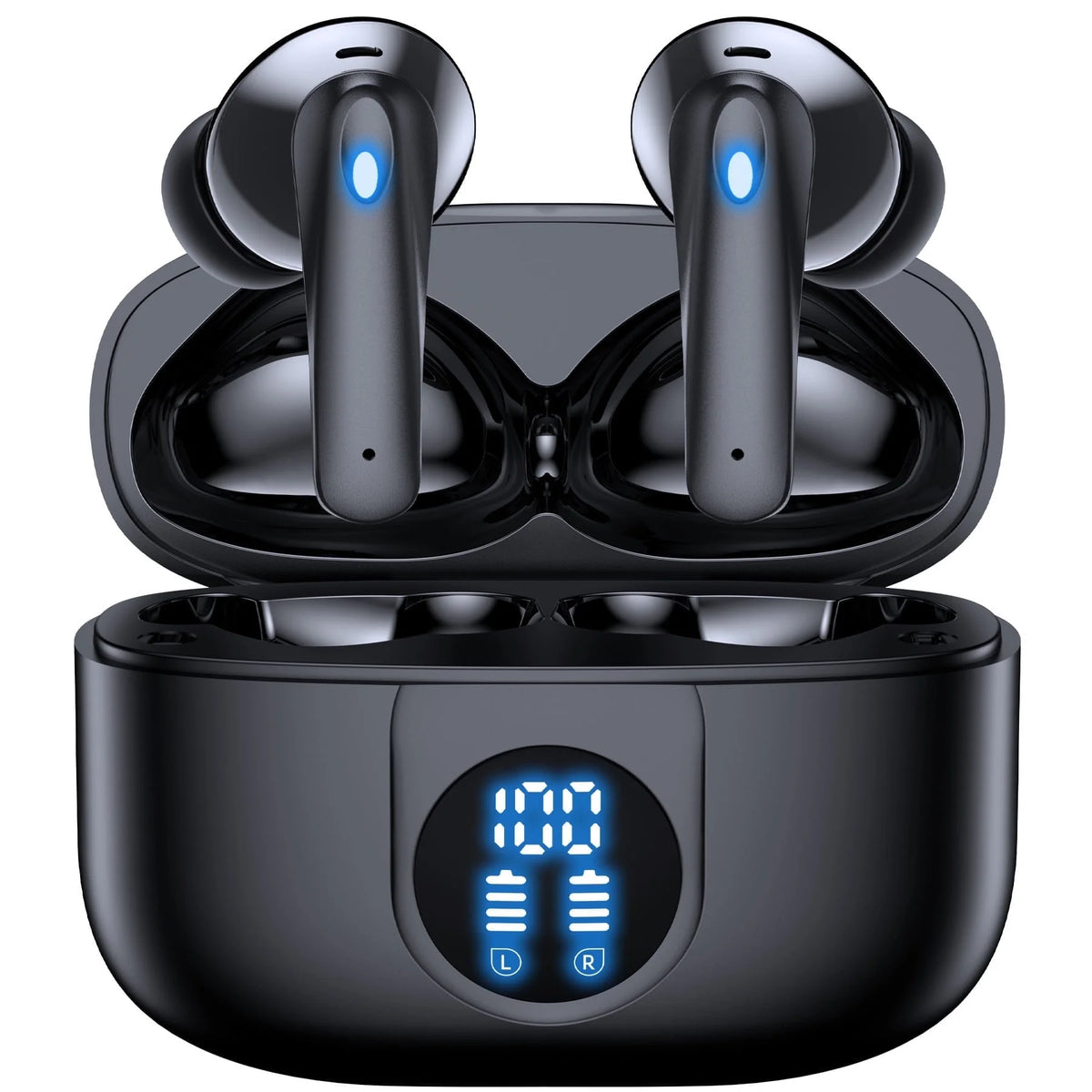 P91 Wireless Earbuds, Bluetooth Headphones V5.4 Stereo Ear Buds with Noise Cancelling Mics, 60H Playback Mini Case with Dual LED Display, IP7 Waterproof In-Ear Earphones for Android Ios