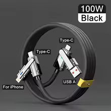 4-in-1 100W USB Type-C to Type-C Cable, PD Fast Charging for iPhone 11-15 Pro Max & Samsung S24/S25