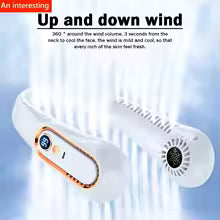 Bladeless Hanging Neck Fan, Digital Display USB Rechargeable Portable Mini Air Cooler