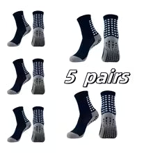 5 Pairs Non Slip Grip Socks - Ideal for Yoga, Pilates, Hospital Use - Men & Women'S Crew Sticky Gripper Socks (Size 10-13)