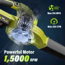 Cordless Leaf Blower 20V with 2x2.0Ah Battery, 350 CFM 150 MPH Electric Blower for Lawn, Patio & Garden Cleaning, Fast Charger
