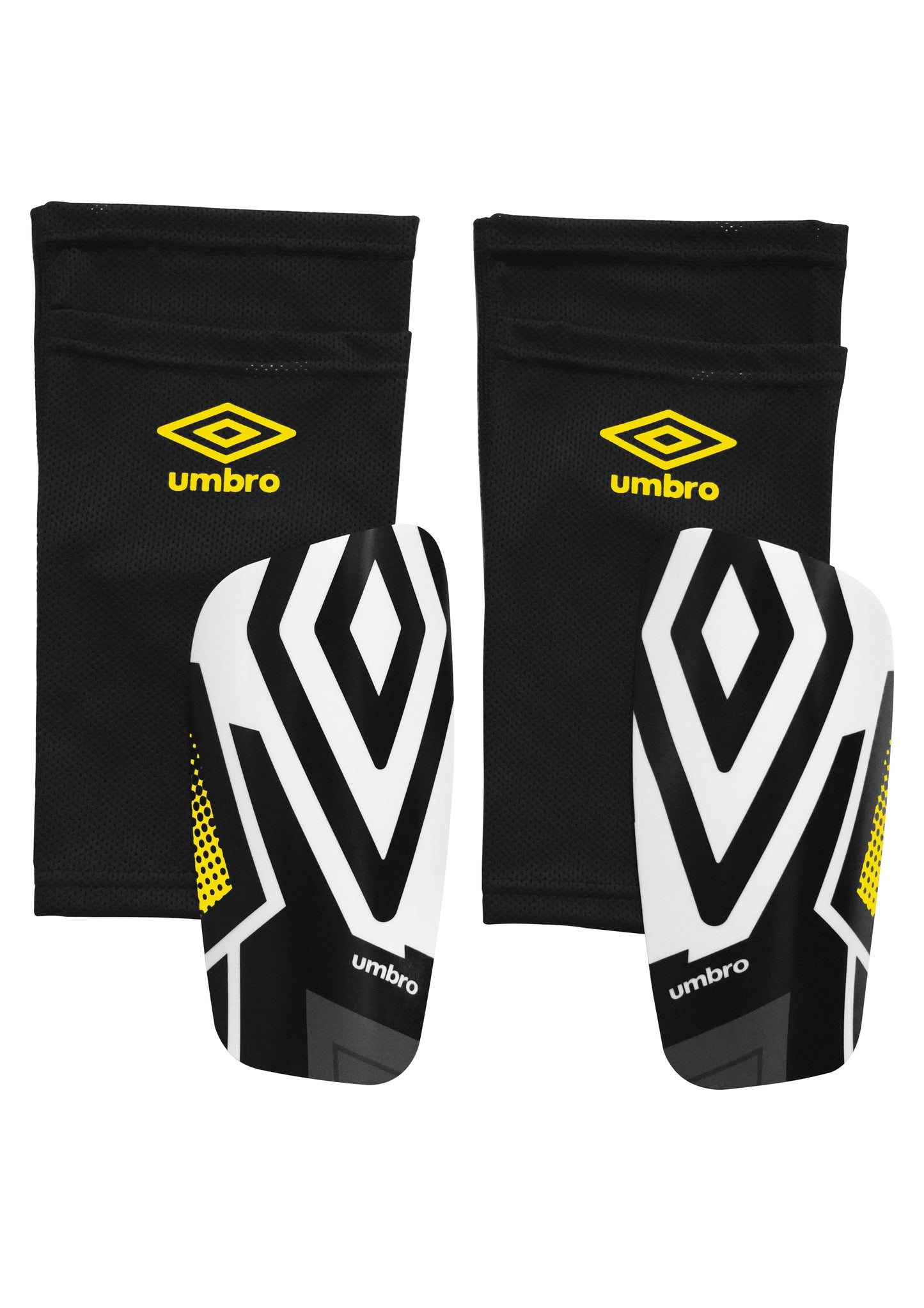 Junior Soccer Slip-In Shin Guards, Soccer Protection Gear, Soccer Sleeve, Medium Size, Yellow, Black