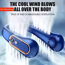 Bladeless Hanging Neck Fan, Digital Display USB Rechargeable Portable Mini Air Cooler