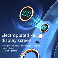 Bladeless Hanging Neck Fan, Digital Display USB Rechargeable Portable Mini Air Cooler