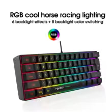 60% Wired Gaming Keyboard, RGB Backlight Ultra Compact Mini Keyboard, Waterproof 61 Key Keyboard for PC/Mac Gamers