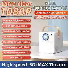 Mini Projector 720P HD Portable Projector, 4000 Lumens LED, Wifi Bluetooth 5.1, 30–120" Screen, HDMI USB AV Compatible, Home Theater Outdoor Movie Projector, Black