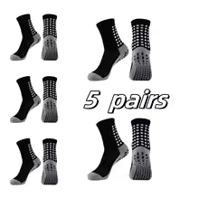 5 Pairs Non Slip Grip Socks - Ideal for Yoga, Pilates, Hospital Use - Men & Women'S Crew Sticky Gripper Socks (Size 10-13)